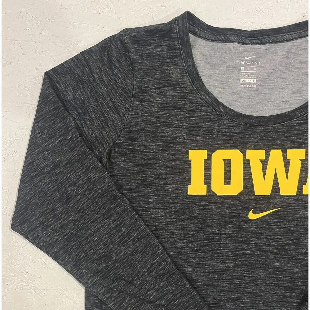 Iowa Hawkeyes Womens Shirt Nike XL Heather Gray Long Sleeve Dri-Fit Logo - Picture 4 of 9